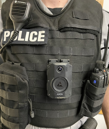Body Worn Camera on Black Police Vest